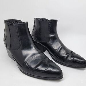 T.U.K. Womens Black Leather Flame Chelsea Ankle Boots Size US 8